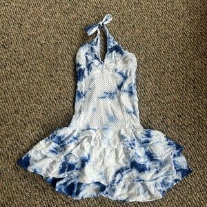 Blue and White Halter Dress